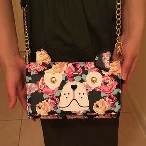 Betsey Johnson Floral Dog Face Crossbag